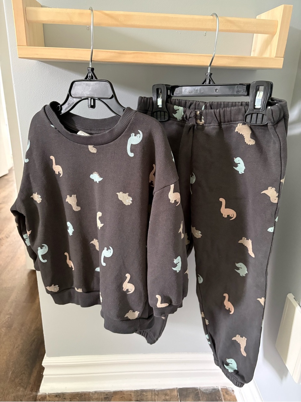 H&M Dark Charcoal Dino Sweatshirt & Joggers Set